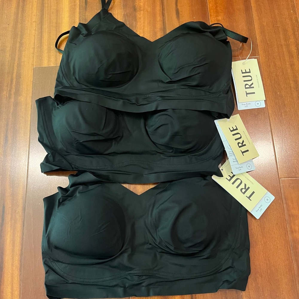 True & Co Body Lift Wireless Bra 3-Pack Black Full Cup Intimates New Size Medium
